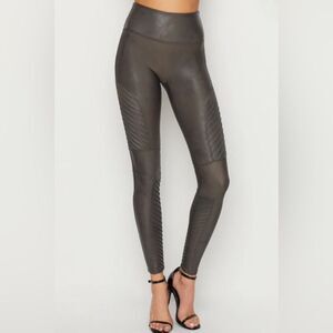 Spanx Faux Leather Moto Gunmental (gray/brown) Leggings size M
